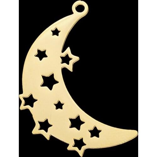 5pcs/lot 100% Stainless Steel Star Moon DIY Earring Pendant Charm Wholesale Jewelry Necklace Making Charms Custom Charms