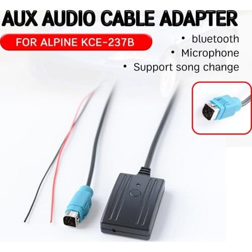 Bluetooth Adapter with mic Hands-free Hifi wireless audio interface for Alpine 2009+ CDE-W203Ri for KCE-237B Aux Receiver Cable