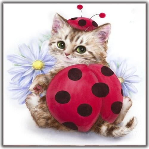 Diy Diamond Painting Cross Stitch Wearing Insect Armor Cat Needlework 3D Diamond Embroidery Full Round Mosaic Decoration Resin