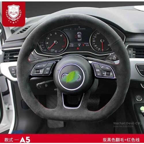 Real Alcantara steering wheel cover for Audi A3 A4 A5 A6 Q3 Q5 Q6 Q7 Q8 S4 S5 S6 S7 hand-stitch suede Hand grip car accessories
