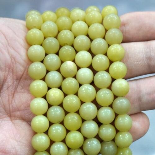 Smooth Green Lemon Jaspers Round Loose Spacer Beads for Jewelry Making Natural Stone DIY Bracelet Accessories 15'' 4/6/8/10/12mm