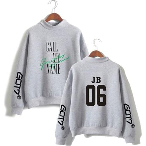 Got7 Kpop JB 06 High Collar Hoodies Print Hip Hop Men Women Capless Sweatshirts Tops Harajuku Long Sleeve Unisex Hoodie Pullover