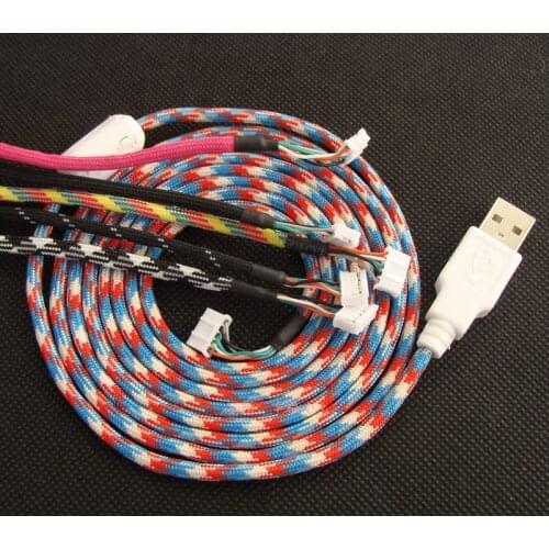 Custom Paracord Mouse Cables Magnetic Shield Soft For Microsoft IO1.1 Shark IE3.0 Computer Connector Free Feet 1200dpi 2m