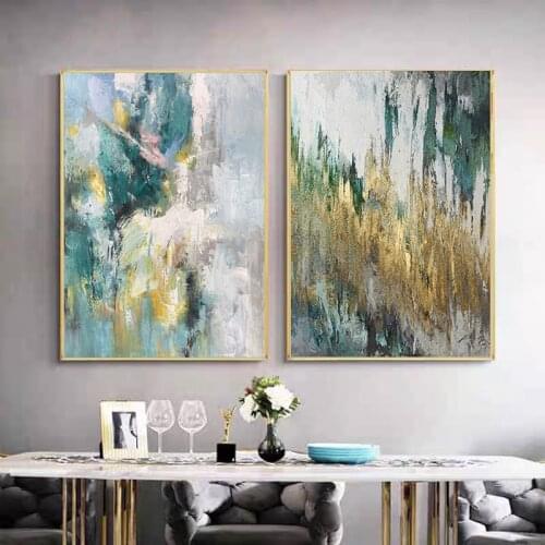 Huge Gold Leaf Picture Art Hand Painted Modern Abstract Oil Painting On Canvas Wall Art For Living Room Home Decoration No Frame