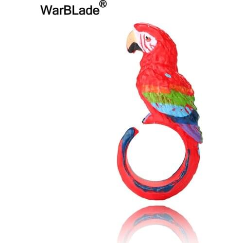 WarBLade 3D Animal Finger Rings Lovely Parrot Rings Cute Cat Dog Rabbit Tiger panda Cartoon Adjusted Cuff Ring For Women Jewelry
