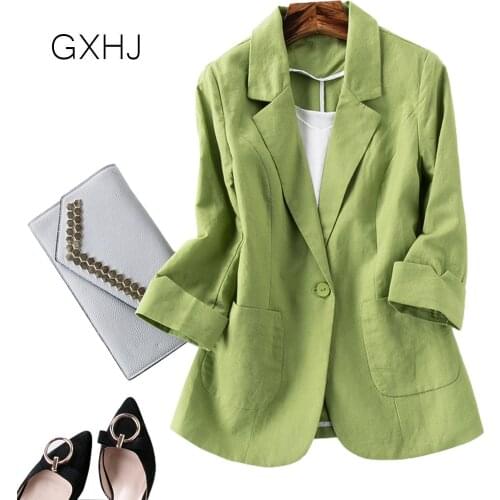 100% Linen women suit women Summer Blazer Oversized short Blazers Women Solid Cardigan Slim Casual Ladies Elegant Outwear 131