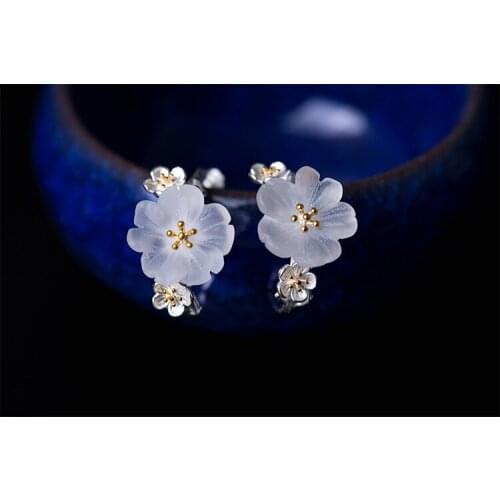925 silver beautiful crystal plum earrings for women