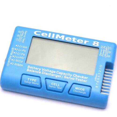 CellMeter 8 Multifunctional Digital Power Servo Tester 2S-8S For Li-Po,Li-lon,Li-Fe,NiCd,NiMH RC Airplane Spare Parts