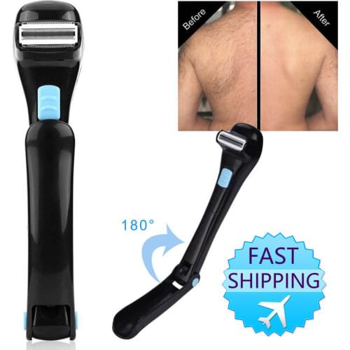 Men Electric Back Shaving Hair Shaver Razor Epilator 180 Foldable Battery Manual Long Handle Body Hair Trimmer Removal Tool