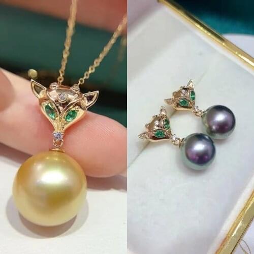 Lovely Cute S925 Sterling Silver Pendant Earrings Set Mounts Findings Jewelry Set Parts Fittings Womens Accessories for Pearls