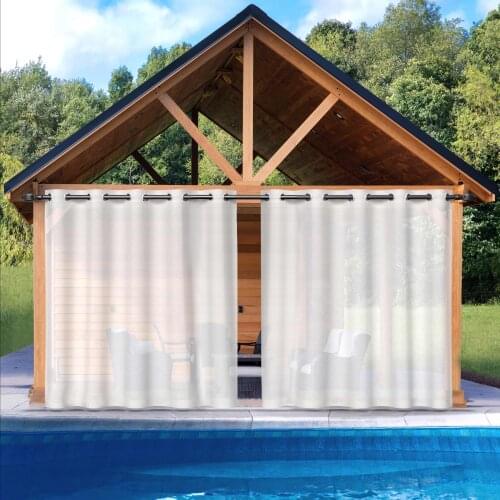Sheer Outdoor Waterproof Curtains White Privacy Sheers for Cabana Patio Door Window Corridoe Sun Room Pool Hut Canopy Deck