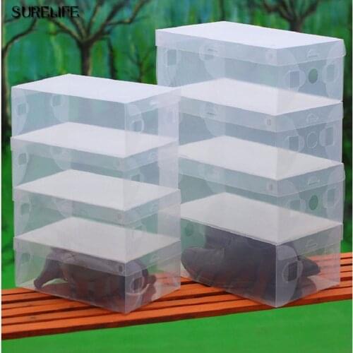 Wholesale 12Pcs Transparent Makeup Organizer Clear Plastic Shoes Storage Boxes Foldable Shoes Case Holder
