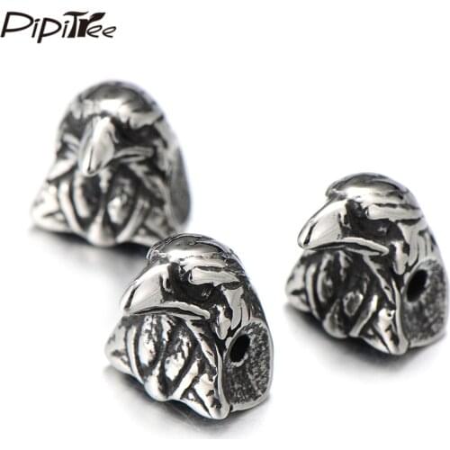 Pipitree Vintage Stainless Steel Eagle Head Beads for Bracelet Jewelry Making Fashion DIY Spacer Beads Accessories Charms