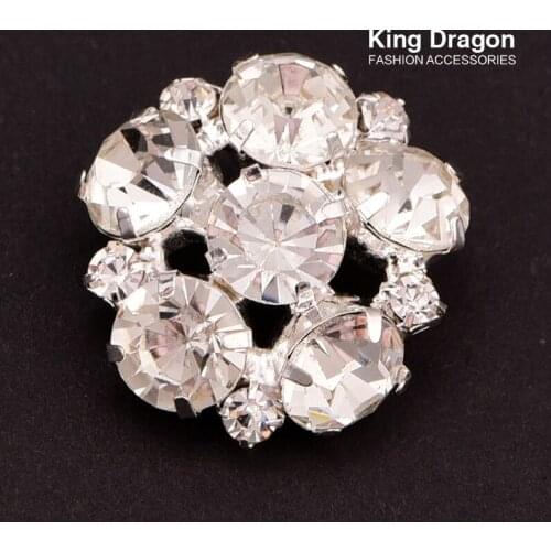 Clear Rhinestone Button Decorative Button With Loop 22MM 20pcs/lot Shank Back Silver Color KD97
