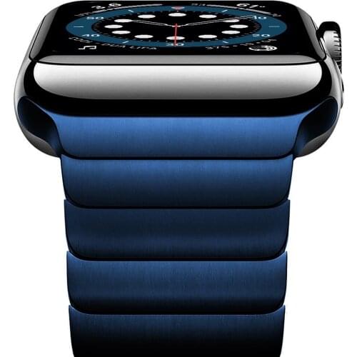 For apple watch 6 4mm 40mm band series 5 4 se strap for iwatch 3 2 42mm 38mm bracelet Stainless Steel Business bands blue belt