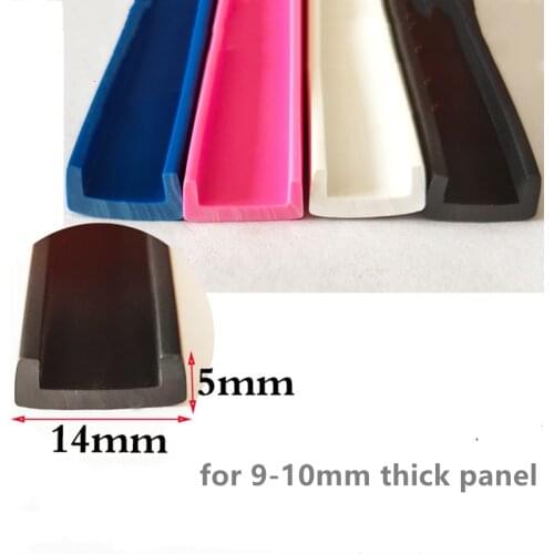 Rubber U Sealing Strip 5x14mm for 10mm thick Glass Metal Car Wood Panel Board Round Edge Encloser Shield White Black Blue