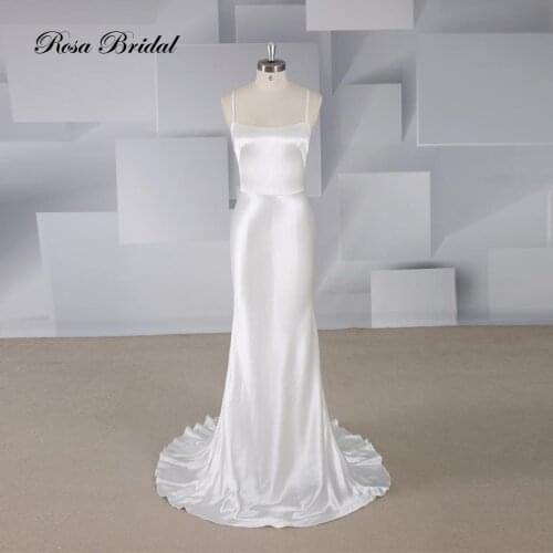 Rosabridal mermaid wedding dress Modern style square neckline backless bridal gown