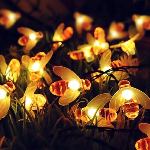 Christmas Lights Cute Honey Bee LED Fairy String Light Garland Navidad Decoration for Home Garden Outdoor New Year Wedding Decor