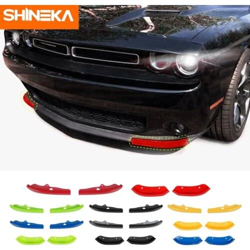 SHINEKA 2Pcs Car Front Bumper Splitter Protector Lip Spoiler Diffuser Guard Cover Accessories For Dodge Challenger R/T 2015-2021