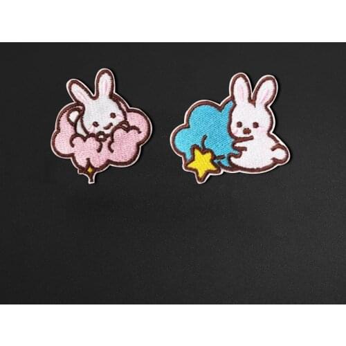 Cute cartoon animal rabbit Patches Clothing Embroidery Iron On Applique for Kids Dress Clothes Patchs for DIY T-shirt Decor