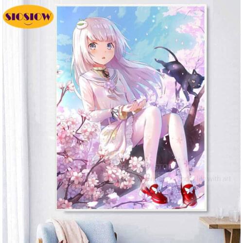 SIOSIOW 5d Diamond Mosaic Embroidery Anime Girl Cross Stitch 3d Daimond Painting Full Square Art Craft Diy Girls Decor Room Home
