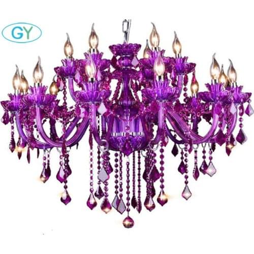 Nordic Purple Crystal Light Restaurant Bedroom Light Hotel Internet Cafe KTV Cafe Clothing Store Glass Chandelier lustre lamp