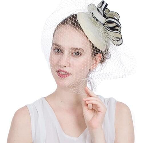 High Quaility Imiaton Flax Banquet Mesh Veil Bridal Wedding Hair Accessories Mesh Face Veil Headband Handmade Elegent Vintage