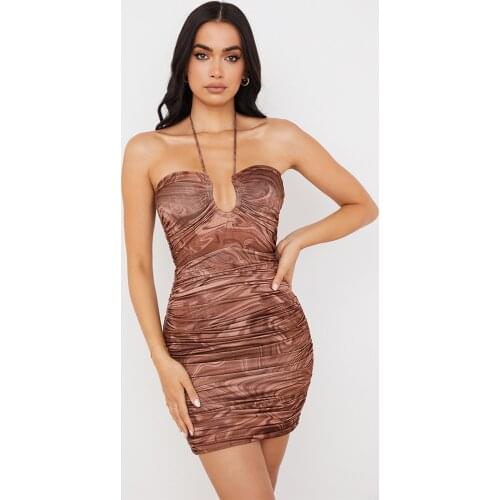 High Quality Summer Bodycon Dress Women Mini Party Dress 2021 New Arrivals Brown House of Cb Dress Celebrity Evening Club Dress