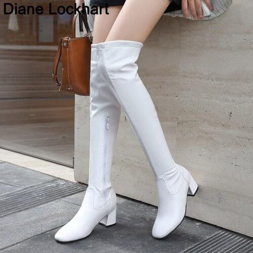 2019 New Slim Knee High Boots Women Soft Leather Knee Winter Boot Comfortable Warm Fur Womens Long Boots large size 35 36 37 38