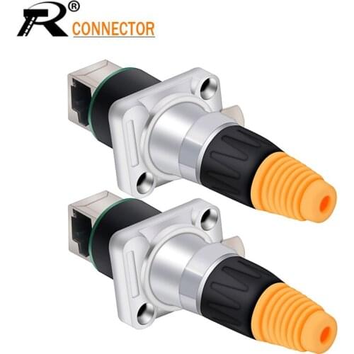 10sets RJ45 Aviation Female Socket+ Panel Mount Chassis Male Connector 8p8c for Audio Computer Network Converter 90° Right Angle