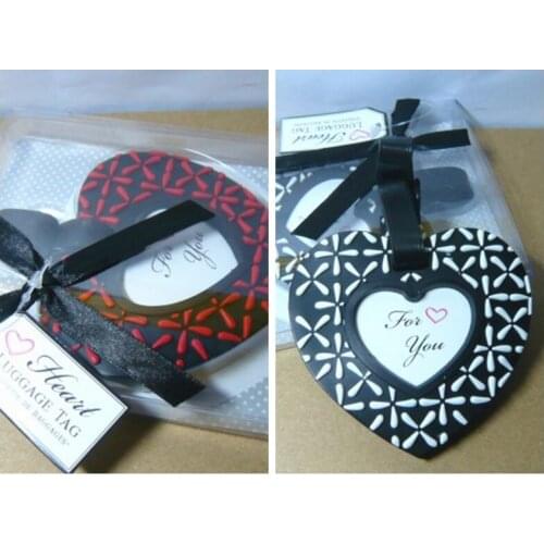 10 Pieces/lot) Love Heart wedding souvenirs of "Follow Your Heart" Black and White Wedding Luggage Tag and Party Favors