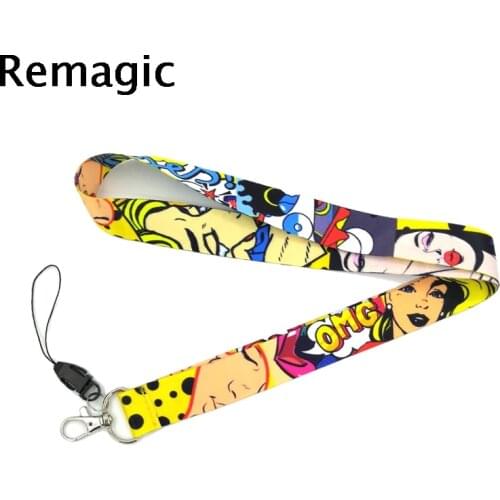 100pcs Popular art 90s diy Neck Strap Lanyard keychain Mobile Phone Strap ID Badge Holder Key Chain Keyrings cosplay Accessories
