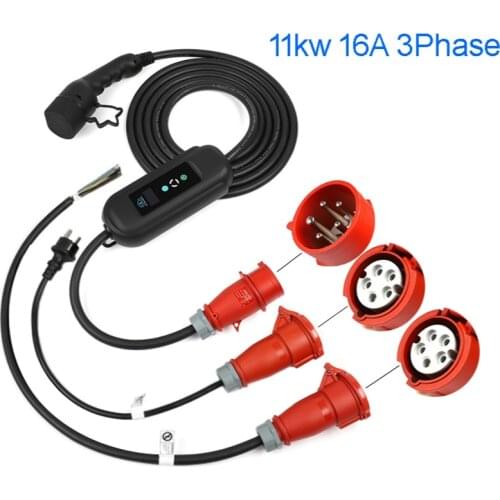 11KW 16A 3 Phase Replaceable Charger EV Wallbox 11KW Fast Charging Exchangeable plug CEE 5 pin