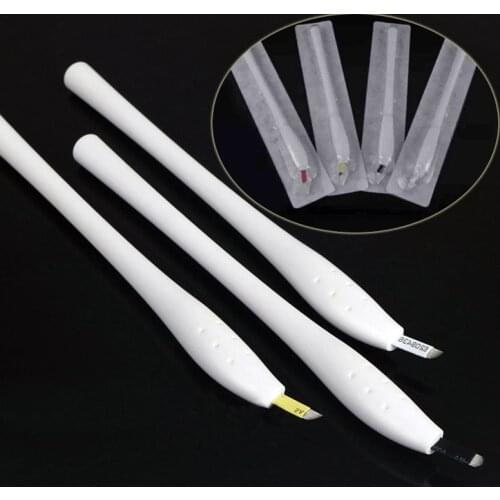 1pcs Professional Microblading Disposable Tattoo Pen With Manual Eyebrow Tatooing 12/14/17/18U Pin Needles Blades Tebori Tool