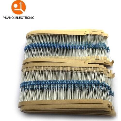 2500Pcs 50 Values 1R - 10MR Each 50pcs 1/4W Resistance 1% Metal Film Resistor Assorted Kit