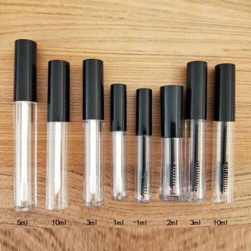 5pcs/lot Reusable Black Eyelash Tubes Mascara Vial/Container Plastic Bottle Empty Lip Gloss Tubes Refill Makeup Tool Accessories