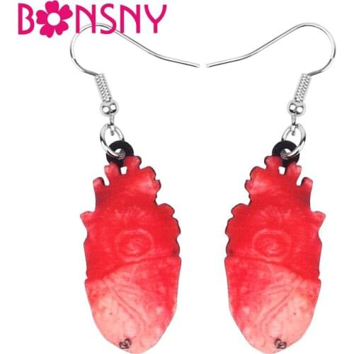 Bonsny Acrylic Halloween Horror Heart Organ Earrings Drop Dangle Festival Decoration Jewelry Lady Girls Teens Party Costume Gift