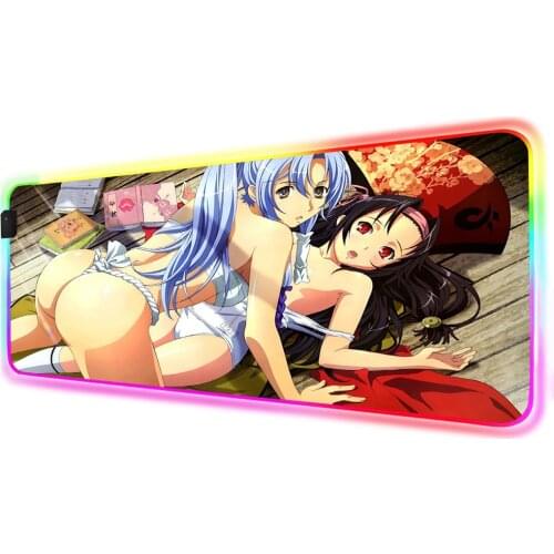 Sexy Anime Girl Uniform Temptation RGB Large Mousepad Player LED Computer Desk Mat Non-Slip Natural Rubber XXL Gaming Mouse Pad