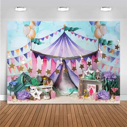 Circus Theme Backdrop Newborn Baby Portrait Photography Background Kids Birthday Party Backdrop Little Star Balloon Photo Shoot