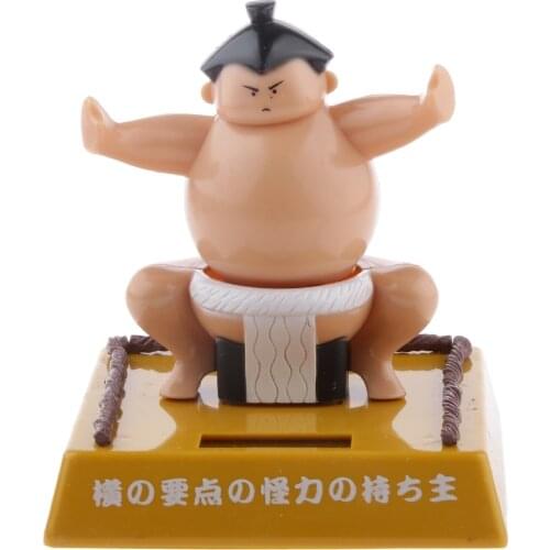 Solar Powered Sumo Wrestler Kids Swing Toy Car Ornament Home Office Tabletop Decoration Kids Gifts