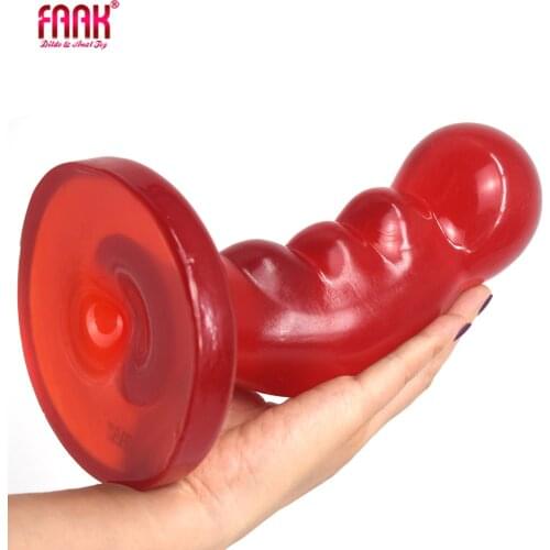 FAAK New Large Butt Plug Wine Red Curve Anal Dildo With Suction Cup G-spot Stimulate Knot Bumpy Massage Sex Toys For Women Man