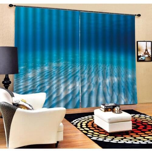 Photo Blackout Window Drapes Luxury 3D Curtains For Living room blue curtains water 3d curtain