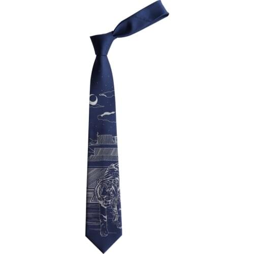 Free Shipping New Male mens Original design gift necktie Light Draining Dream Nakajimas Mountain Moon Silver Tibetan Tiger