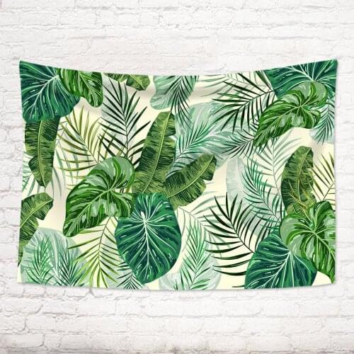 Tropical Plants Tapestry Wall Hanging Nature Green Leaf Decoration Leaves Print Pattern Wall Rug Home Decorative Tapestries