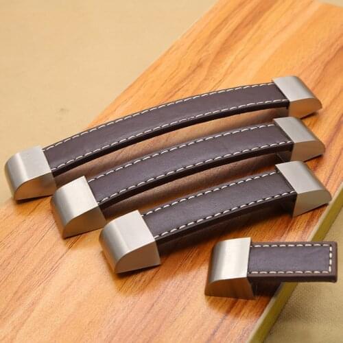 Leather Handle Knobs Pull Cabinet Chest Drawer Door Knobs Furniture Hardwar