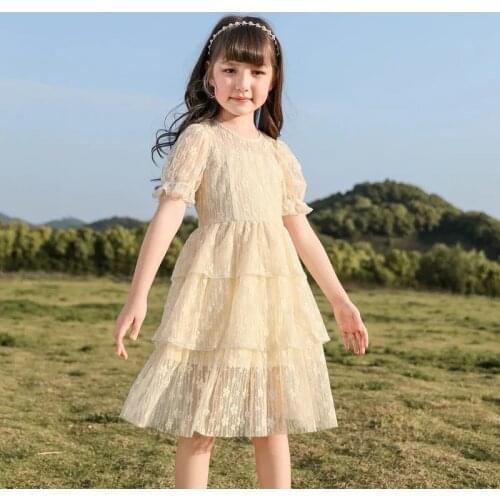 Girls Lace Princess Dresses Kids Summer Short Sleeve Floral Dresses for Children Party Clothes Girls Causal Dress Vestidos Gown