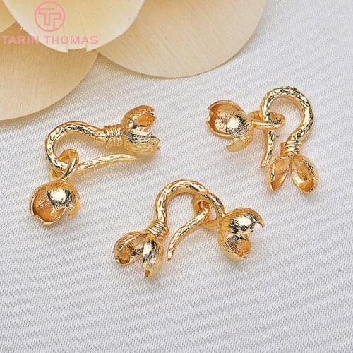 4PCS 23x6MM 24K Gold Color Plated Brass Bracelet Beads Caps Connector High Quality DIY Jewelry Making Findings