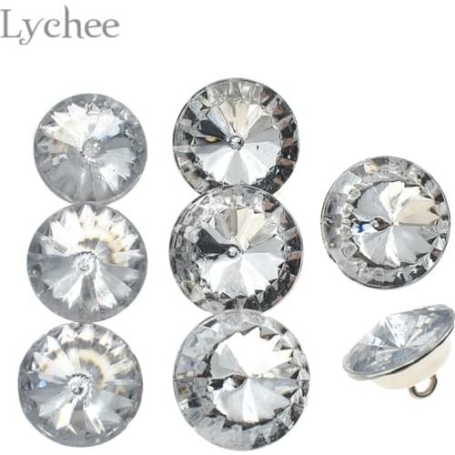 Lychee Life 50pcs Acrylic Clear White Buttons Crystal Sewing Buttons for Decoration Handmade DIY Sewing Accressories for Shoes