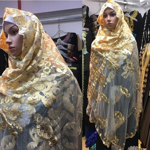 Fashion New African style Floral Shawl Chiffon cotton Wrap Embroidered With Diamond Big Szie Scarfs For Ladies Muslim Scarves