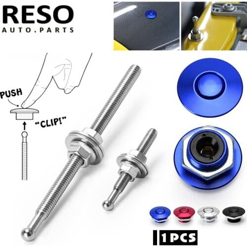 RESO--1 Piece Car Quick Pins Aluminum Push Button Billet 1.25" 32mm Hood Pins Lock Clip Kit Universal